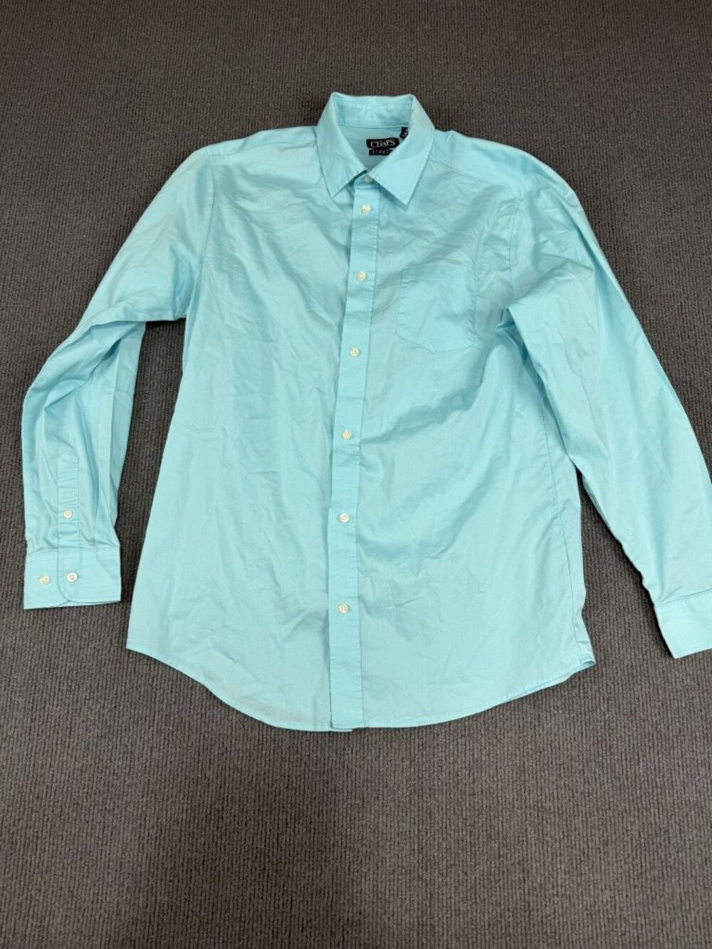 Chaps Boys XL Turquoise Button-Down Shirt With Pocket Long Sleeve